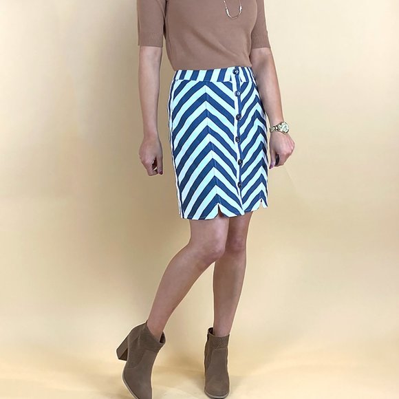 NWT Listticle Striped Button Front Skirt - Picture 3 of 5